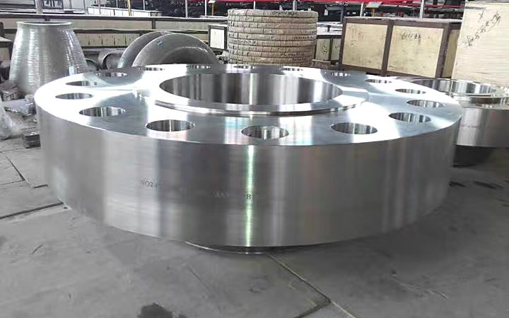 Large diameter nickel alloy ring forging held for dimensional check